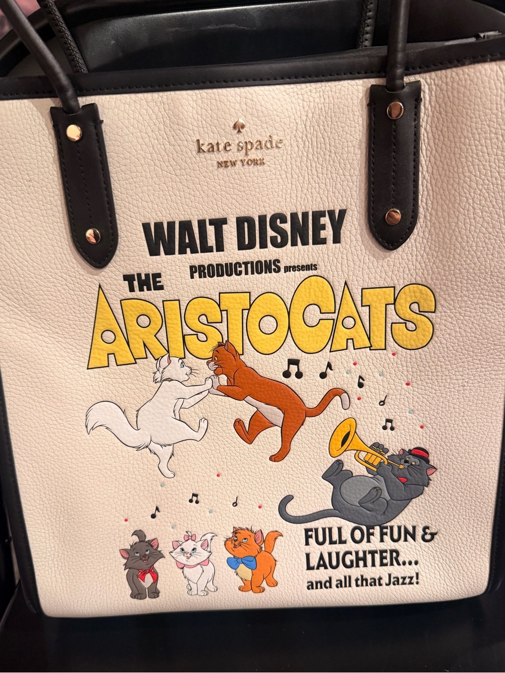 kate spade cream and black Aristocats Graphic Tote